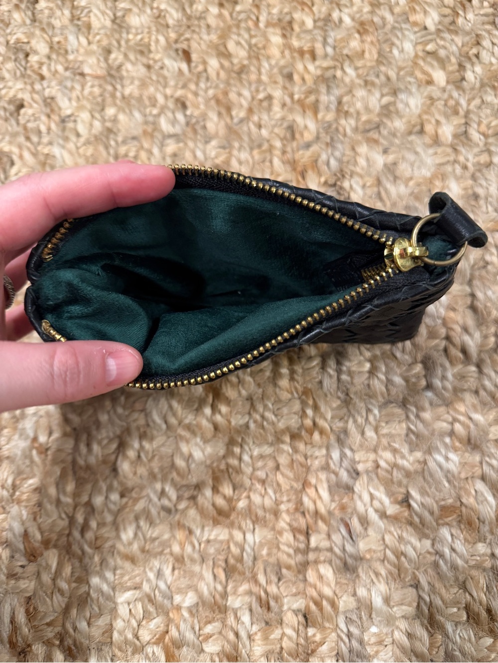 Leather woven bag + matching pouch - Picture 3 of 9